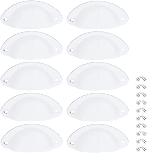 Yetaha 10PCS Drawer Cup Pulls, White Cabinet Cup Pull Handle, 82x35mm Antique Shell Pull Handles, Retro Cupboard Handles, Vintage Kitchen Pulls Furniture Knob for Drawer Dresser Door