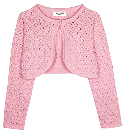 Bolerose Ragazze Manica Lunga Bolero in Maglia a Punta Bambini Cardigan (Rosa, 3-4 Anni)
