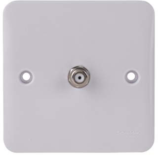 Schneider Electric Lisse White Moulded - Single TV Aerial Socket, with F-Type Coupler, GGBL7030, White , Pack of 10