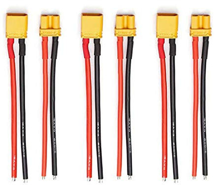 FLY RC 3Pairs XT30 Plug Male Female Connector with 100mm 16AWG Silicone Wire for RC LiPo Battery FPV Drone (XT30 Male Female Connectors)