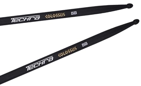 Techra Colossus 5B Baguette de batterie en fibre de carbone, agile et rapide, parfaitement équilibrée avec absorption des vibrations et confort accru