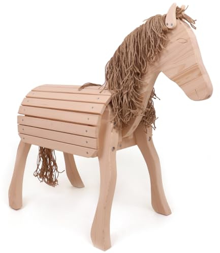 Holz-Voltigierpferd M | Holzpferd Happy | Outdoor-Spielzeug | Draussen 7032 | Farbe Eiche