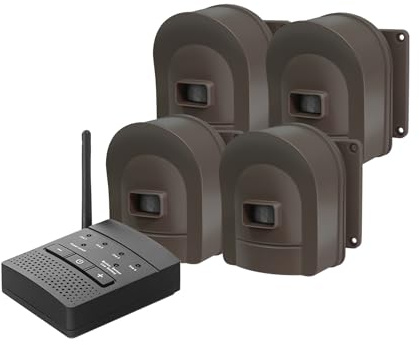 Getue 1/2 Mile Hosmart Rechargable Driveway Alarm Wireless Sensor System & Driveway Sensor Alert System Weatherproof Security Outdoor Motion Sensor & Detector(1 Receiver & 4 Sensors)