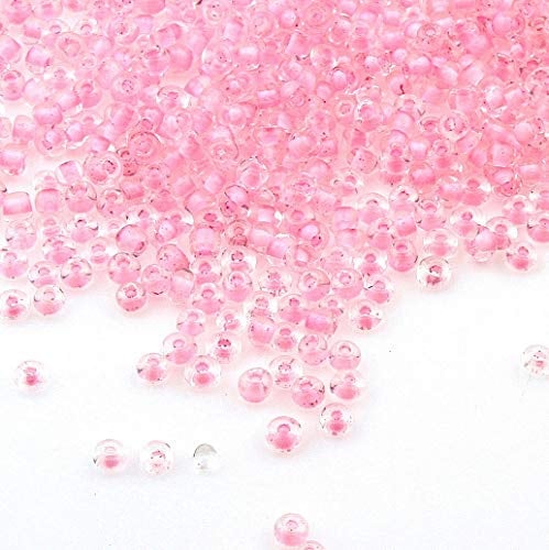 Perlin Rocailles Glasperlen Indianerperlen Saatperlen Pony Perlen 3mm Innen Farbe Set 8 Farben 8/0 Mini Rund Inside color Seed Beads 3300 Stk (Rosa)