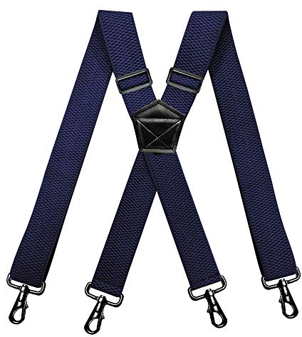 RIONA Herren Hosenträger Breit 3.8 cm mit 4 Karabinerhaken Lang Einheitsgröße für Männer und Damen Einstellbar und Elastisch X-Back Heavy Duty
