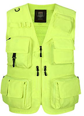 Hbufnha Anglerweste Outdoor Arbeitswesten Unisex Jagd Reise Fotografie Safari Weste mit Multi Taschen - - X-Large