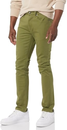 Amazon Essentials Jean Stretch Coupe Skinny - Couleurs abandonnées Homme, Vert Olive, 42W / 28L