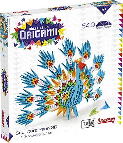 Lansay 20441 Vogel Mille et Un Origami – Skulptur Pfau 3D, Mehrfarbig