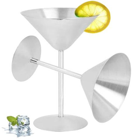 Set Di Bicchieri Da Martini in Acciaio Inox, 2 Pezzi Bicchieri Da Martini Bicchieri Da Cocktail in Metallo Alti Calici Da Cocktail Bicchiere Da Champagne per Bevande Martini Manhattan Vino Rosso