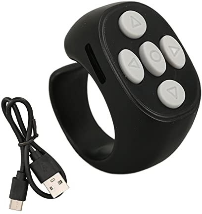 Tik Tok Bluetooth-Fernbedienung Page Turner, Tiktok Wireless Scroll Remote, Wiederaufladbar, Ring-Design Tiktok Bluetooth-Fernbedienung Remote Photograph Page Turner(Schwarz)