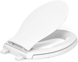 KOHLER K4732-RL-0 Transitions Elongated Toilet Seat Closed-Front with Integrated Child-Size Seat, Quiet-Close, and Grip-Tight Bumpers, White