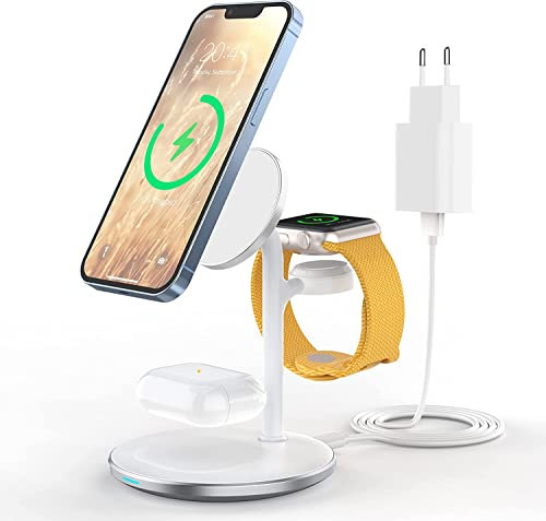Estación de Carga de inducción, Cargador de estación de Carga inalámbrica de Tres en uno, Compatible con el Cargador mag Safe, Adecuado para iPhone 16 15 14 13