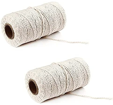 Pack of 2 Gardening Twine, 100 M x 2 MM Twine Garden String Color Packaging Rope Gift Rope Craft String for DIY Handicraft Decoration Binding(Beige)