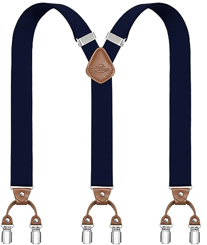 Dresime Bretelles pour hommes avec 6 pinces métalliques en Y Ajustables Bretelles élastiques robustes pour pantalons