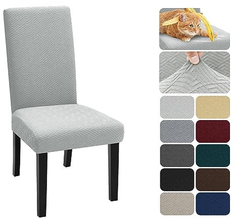 XINEAGE Stuhlhussen 6er Set, Stretch Stuhlhussen für Esszimmerstühle, Universale Stuhlhussen Waschbar Abnehmba für Hotel, Zeremonie, Bankett, Restaurant, Zuhause (Silber Grau)