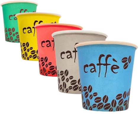 RFD 1000 Pz Bicchierini caffè carta, Tazzine 75 ml Bicchieri da caffe carta, colorati, Biodegradabili Biocompostabili Bicchieri caffe 75 ml, Made in Italy