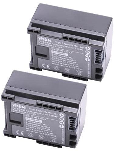 vhbw 2X Akku kompatibel mit Canon Legria HF21, FS46, HF20, HF200, HF G10 Videokamera Camcorder (750 mAh, 7,2 V, Li-Ion) + Infochip