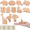 Qunclay Holzknäufe mit Tiermotiven, dekorative Holz-Kommodenknöpfe Schrauben, Kommode, Ziehen, Holz, Marine, Möbelknäufe, Schubladengriffe für Dekoration (Waldtiere, 12 Sets), (WV-Qunclay-6284)