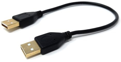 0.25m USB to USB 2.0 24AWG A to A (Male to Male) High Speed Data Transfer Lead Cable 0.8ft Black Gold Ends