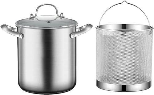Marmites de Cuisson, marmite à Asperges en Acier Inoxydable 304, cuiseur à Vapeur pour Asperges, légumes, pâtes, poêle à Frire avec Panier métallique et Couvercle, 4,5 L, sans BPA,