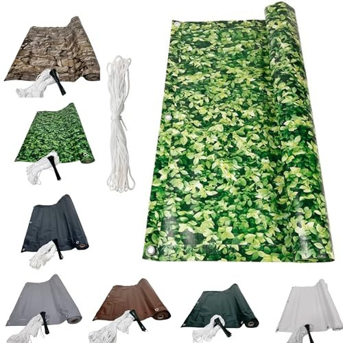 Pinto FERRAMENTA Telo Copri Ringhiera Balcone Esterno Striscia Schermatura PVC Occhiellato Protezione Privacy Rivestimento Copertura Oscurante Recinzione Giardino Frangivento (H90X6MT, Finta EDERA)