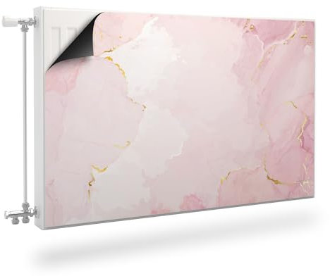 Muralo Radiator Cover, Magnetic Radiator Cover for Panel Radiators Made of Steel or Sheet Metal - Odourless and Safe for Health - Pink Marble Width 80 cm x Height 60 cm