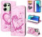 CASAFUNY Case for Xiaomi Redmi Note 13 4G, Premium Leather Wallet Case Magnetic Flip Phone Case Shockproof Cover with Card Holder Kickstand for Xiaomi Redmi Note 13 4G, Pink