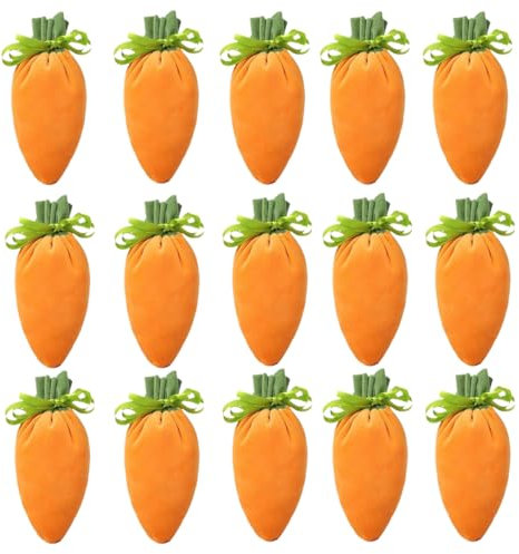 Karottensäckchen Aus Samt Ostereier Geschenktüte Schmuckbeutel Zu Ostern Osterhasen-Geschenkbeutel Ostern Samt Säckchen Karotten Samt Kordelzugbeutel Osterhasen Taschen Osterbeutel (B,15 Stück)