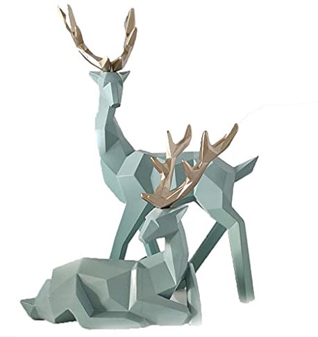Nordische geometrische Elch-Skulptur sitzend stehend Hirsch Harz Statuen Rentier Tierfiguren Schrank Tischplatte Heimdekoration Hirsch Statuen für den Außenbereich Lebensgröße