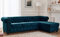 Lisa Design William - Chesterfield Ecksofa rechts - 4 Sitzplätze - aus Samt Entenblau