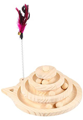 INOOMP Interaktives Katzen-Spielzeug Lagiger Holz-drehteller Mit Kugelbahn Für Katzen Und Kätzchen Fördert Spiel Und Bewegung Langlebig Und Leicht Zu Reinigen Für Stundenlangen Spaß