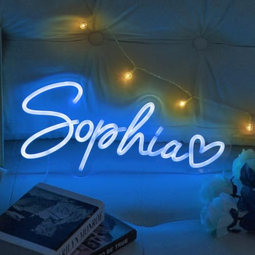 kaululu Neon Schild Personalisiert Led Buchstaben Namensschild für Zimmer, Wohnzimmer, Bar, Party, Hochzeitsdeko, Gaming deko, Wanddekoration, Geburtstag, Weihnachten, Schilder Selbst Gestalten (Blau)