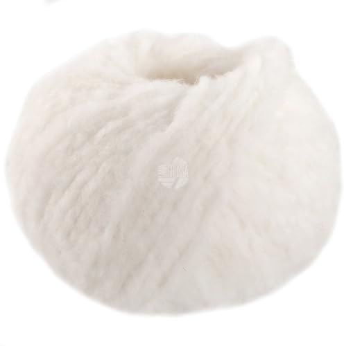 LANA GROSSA Royal Alpaca | Voluminöses Effektgarn aus den feinsten Alpaka Fasern | Handstrickgarn aus 93% Alpaka (Royal) & 7% Polyamid | 50g Wolle zum Stricken & Häkeln | 95m Garn FB 1