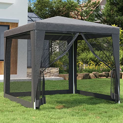 ShGaxin Tonnelle pour fêtes 4 murs en maille HDPE gris anthracite 2,5 x 2,5 m