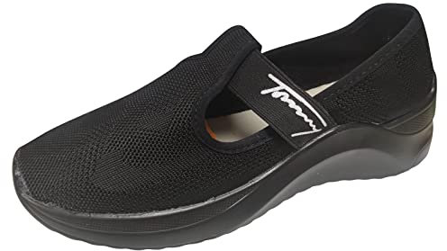 Generico Scarpe da Passeggio Pianta Larga Respirabile Scarpe da Ginnastica Casual con Piattaforma a Rete con Bocca in Tinta Unita da Donna Scarpe Donna Comode Sportive Basse Scarpe (Black, 39)