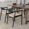 LIMHOME | 2er Set FSC®Esszimmerstühle aus Eichenholz/Handgewebter Sitz aus Papierkordel/Komfortabel & stabil/Perfekt für Esszimmer, Wohnzimmer & Büro (Sitz: Y-förmiges Handgeflecht, Schwarz)