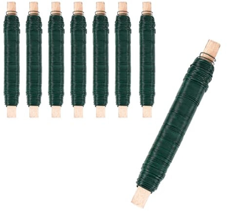 Strehknewen 8 Rotoli Filo di Ferro Verde Ø0,71mm × 35m – Filo Plastificato Modellabile per Fiori Finti, Giardinaggio, Natale, Decorazioni e Fai-da-Te, con Bobina in Legno