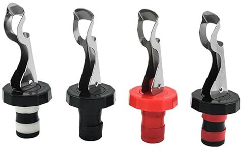4 Pezzi Tappo per Bottiglia di Vino con Leva Riutilizzabili Tappi Ermetici Bottiglie Vino Tappo Ermetico Bottiglie Chiudi Vin Plastica per Preservare Birra Champagne Bevanda Alcolica Tappo Espansione