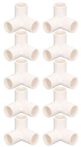 Connettore per Tubi in PVC, Raccordi per Tubi a 3 Vie - Raccordi per Tee, Connettori Angolari Al Gomito 10 Pezzi, Diametro Interno 25 Mm con Mobili, Serra, Tenda (WHITE)