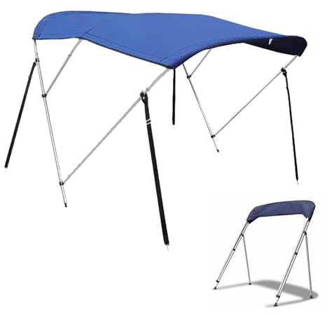 Toldo Bimini para Barco, Toldos para Barco de 3 Arcos, Lona 600D de Grado Marino, Impermeable, con Marco de Aluminio y Poste de Soporte Trasero(Blue,200-213cm/79-84in)