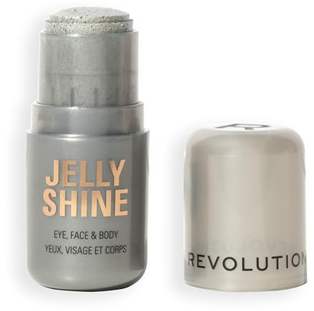 Revolution Jelly Shine Highlight Stick, Highlighter für Augen, Gesicht & Körper, Geltextur mit Perlglanzeffekt, vegan und tierversuchsfrei, Silver Moonlight