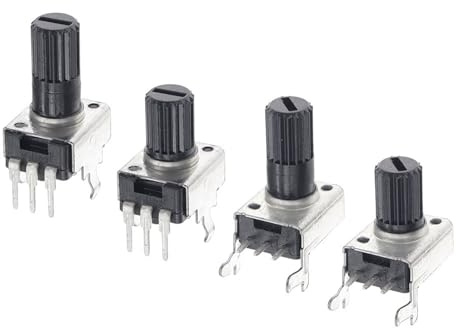 RV09 3-stifts potentiometer med justerbart motstånd, 15/20 mm axel, 1 kΩ, 2kΩ, 5kΩ, 10 kΩ, 20 kΩ, 50 kΩ, 100 kΩ, 0932, 10 st(horisontell 15 mm, 20K Ohm)