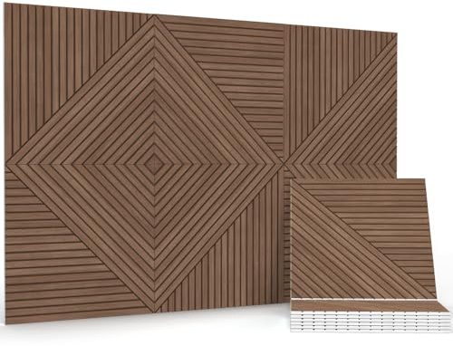 JBER Akustikpaneele, 6 Stück, selbstklebende dekorative Schallschutzplatten, schallabsorbierende Wandpaneele für Büro, Aufnahmestudio, Wohnzimmer, Schlafzimmer, 180 x 120 cm, Teakholz