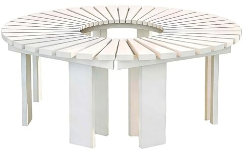 Gaommini Asientos para Patio al Aire Libre, Bancos de jardín envolventes, Banco de árbol Redondo semicircular para Parque, Porche, Taburete para Patio Trasero, Soporte para Plantas(Blanco,Half Round)