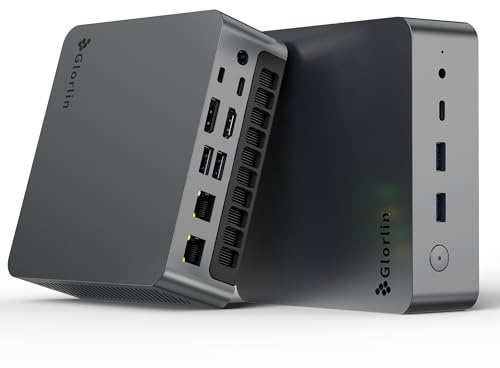 Glorlin GT105 Mini PC,AMD Ryzen 7 8745HS (8C/16T,fino a 4.9Ghz),16GB DDR5 1TB NVMe SSD,AMD Radeon 780M,Mini desktop W11-Pro per desktop desktop/Gaming,WiFi 6,BT 5.3,USB4.0,Double 2.5G LAN