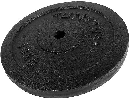 Tunturi Gewichte für Hanteln 1 x 15 kg, Hantelgewichte für 30 mm, Gusseisen