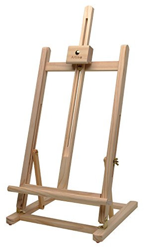 Artina Sydney Chevalet de Table en Bois – Petit Chevalet Stable pour Toiles jusqu’à 80cm – Chevalet Réglable avec Angle d’Inclinaison – Chevalet Peinture en Bois Pour toutes Techniques de Peinture
