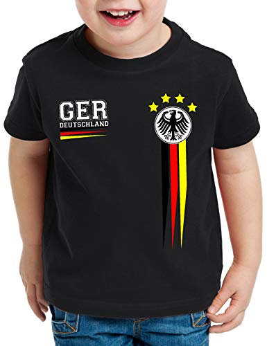 style3 Deutschland EM 2024 Kinder T-Shirt Germany Fußball Europameisterschaft Trikot Europa, Farbe:Schwarz, Größe:140
