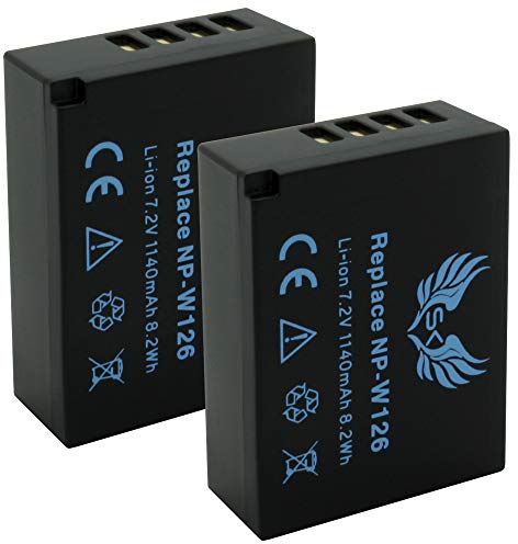 2X SK Akku Fuji NP-W126 | 1140mAh | für Fuji Fujifilm X-A2 X-A10 X-E1 X-E2 X-M1 HS30EXR HS50EXR X100F X-Pro1 X-Pro2 X-T2 X-T10 X-T20 NP-W126s