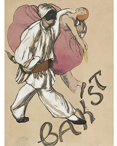Bakst Dancing Pierrot Clown-Bucheinband, großes Kunstdruck-Poster, dickes Papier, 45,7 x 61 cm
